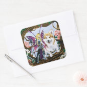 Pembroke Welsh Corgi Fairy Fantasy Vierkante Sticker (Envelop)