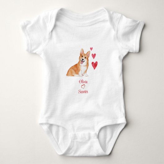 Pembroke Welsh Corgi Gepersonaliseerde Baby houdt Romper (Voorkant)