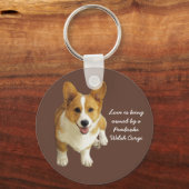 Pembroke Welsh Corgi Happy Sleutelhanger (Voorkant)