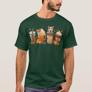 Pembroke Welsh Corgi Herfst Coffee Halloween Pumpk T-shirt