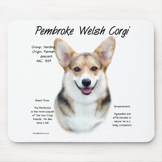 Pembroke Welsh Corgi History Design Muismat (Voorkant)