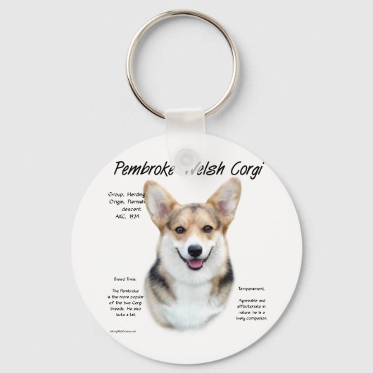 Pembroke Welsh Corgi History Design Sleutelhanger (Voorkant)