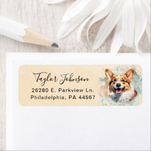 Pembroke Welsh Corgi-hond retouradreslabel Etiket