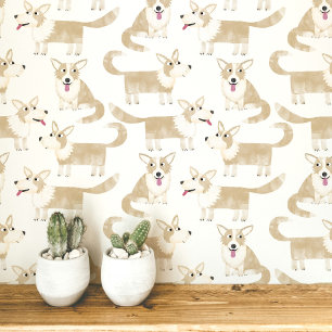 Pembroke Welsh Corgi Hondenpatroon Behang