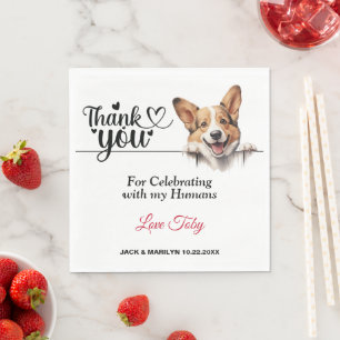 Pembroke Welsh Corgi Huwelijks Dank Je Servet