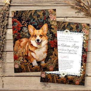Pembroke Welsh Corgi in een Victoriaans bloementui Kaart