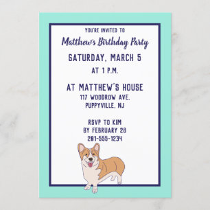 Pembroke Welsh Corgi Invitations du Parti Personna