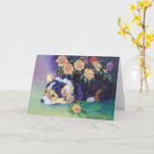 Pembroke Welsh Corgi Kaart (Gele Bloem)