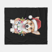Pembroke Welsh Corgi Kerstboom Lichten Fleece Deken (Voorkant (Horizontaal))