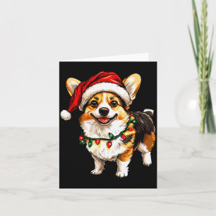 Pembroke Welsh Corgi Kerstman Kerstboom Lichtjes X Kaart