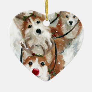 pembroke welsh Corgi Kerstrendieres Keramisch Ornament
