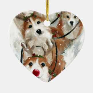 pembroke welsh Corgi Kerstrendieres Keramisch Ornament