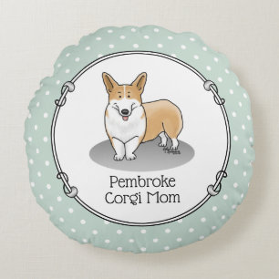 Pembroke Welsh Corgi Mam (rood 1) Dog Mam Cute Rond Kussen