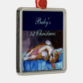 Pembroke Welsh Corgi Ornement Carré Premium (Droite)