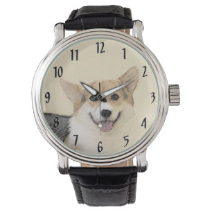 Pembroke Welsh Corgi Painting - Original Dog Art Horloge