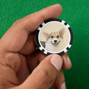 Pembroke Welsh Corgi Painting - Original Dog Art Poker Chips