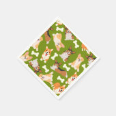 Pembroke Welsh Corgi Pattern Green Servet (Hoek)
