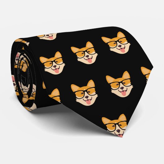 Pembroke Welsh Corgi Pattern Stropdas (Opgerold)