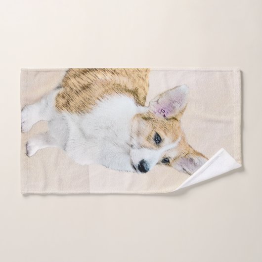 Pembroke Welsh Corgi Peinture - Chien d'art origin (Serviette à main)