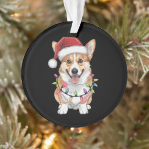 Pembroke Welsh Corgi Père Noël Lumières d'Arbre de