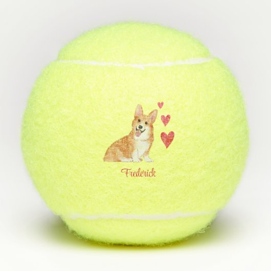 Pembroke Welsh Corgi Personalized Dog Tennisballen (Voorkant)