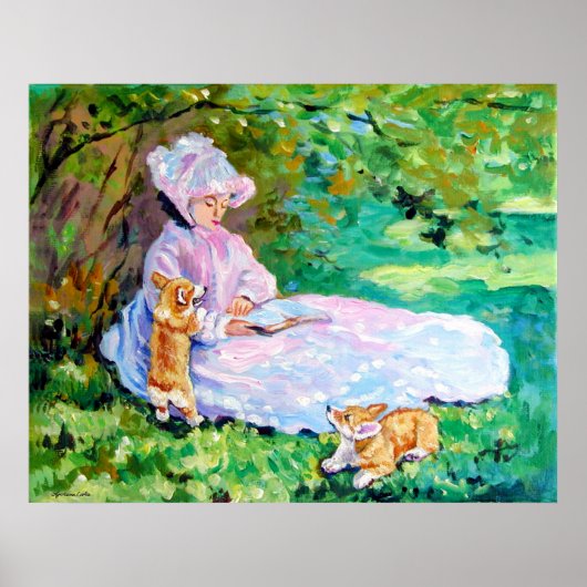 Pembroke Welsh Corgi Print Springtime (Voorkant)
