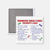 PEMBROKE WELSH CORGI Property Laws 2 Magneet (Voorkant / Achterkant)