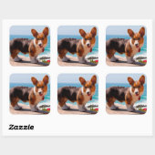 Pembroke Welsh Corgi puppy standing on table Vierkante Sticker (Vel)