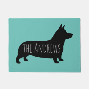 Pembroke Welsh Corgi Silhouette met aangepaste tek Deurmat
