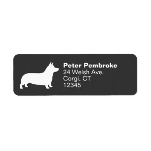 Pembroke Welsh Corgi Silhouette Return Address Etiket
