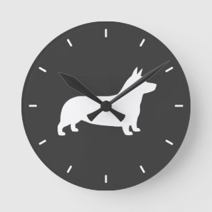 Pembroke Welsh Corgi Silhouette Ronde Klok
