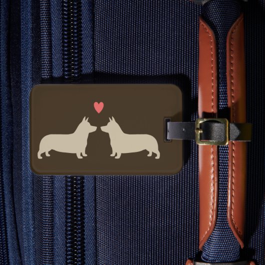 Pembroke Welsh Corgi Silhouetten met Hart Bagagelabel (Voorkant Insitu 4)