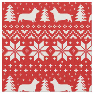 Pembroke Welsh Corgi Silhouettes Kerstfeestdag Stof