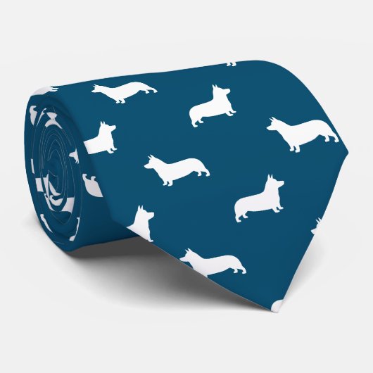 Pembroke Welsh Corgi Silhouettes Pattern Stropdas (Opgerold)