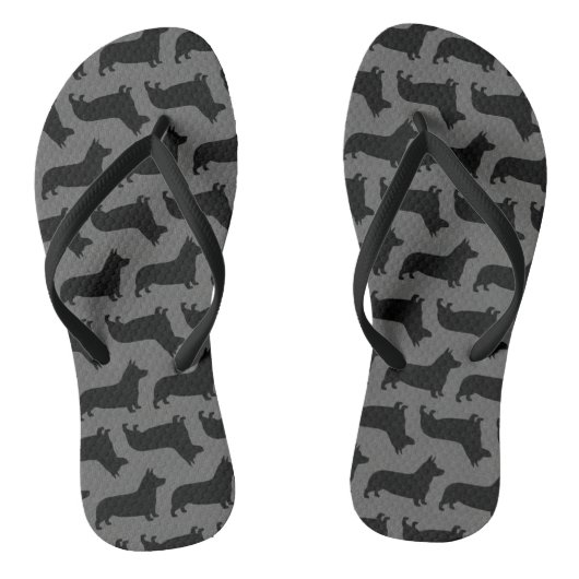 Pembroke Welsh Corgi Silhouettes Pattern Teenslippers (Voetbed)