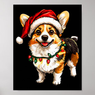 Pembroke Welsh Corgi Sinterklaas Kerstboom Lichtje Poster