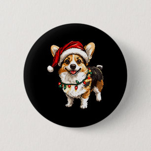 Pembroke Welsh Corgi Sinterklaas Kerstboom Lichtje Ronde Button 5,7 Cm