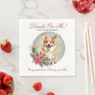 Pembroke Welsh Corgi Trouwservet met foto Servet