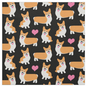 Pembroke Welsh Corgis and Hearts Stof