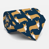 Pembroke Welsh Corgis hondenpatroon op blauw Stropdas (Opgerold)
