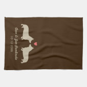 Pembroke Welsh Corgis met Heart Personalized Theedoek (Horizontaal)