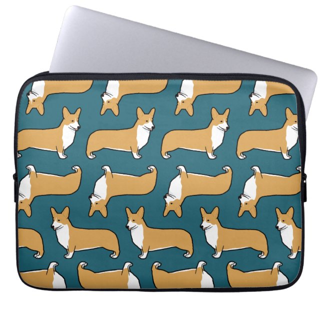 Pembroke Welsh Corgis Patroon Laptop Sleeve (Voorkant)