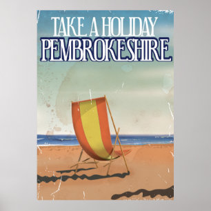 Pembrokeshire, affiche du Vintage voyage britanniq