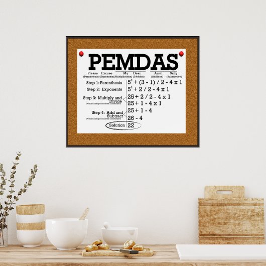 PEMDAS Bulletin Board *UPDATED* Poster (Keuken)