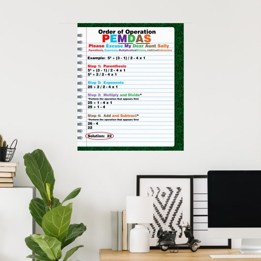 PEMDAS Order of Operations Poster (Bureau à domicile)