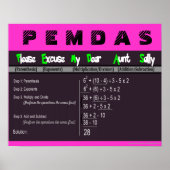 PEMDAS Ordre des opérations Math Poster (Devant)