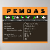 PEMDAS Ordre des opérations Math Poster (Devant)