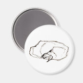 Pen and Ink Art Sleeping Cat Drawing Magneet (Voorkant / Achterkant)