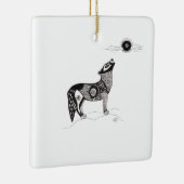 Pen and Ink Howling Wolf Ornament (Rechts)