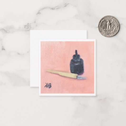 Pen and Ink Notitiekaartje (Voorkant / Achterkant in situ)